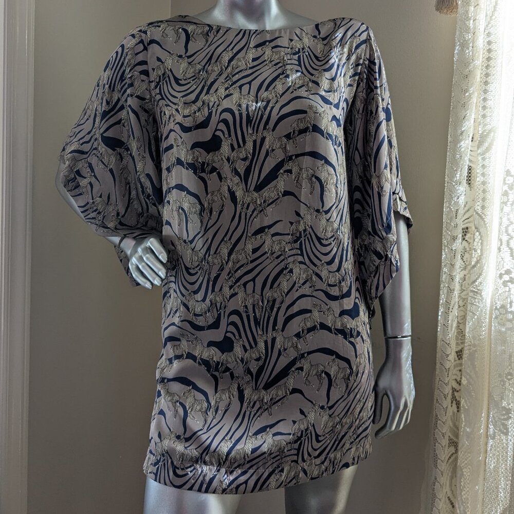 Ark & Co. Grey/Taupe & Navy Kimono Sleeve Dress